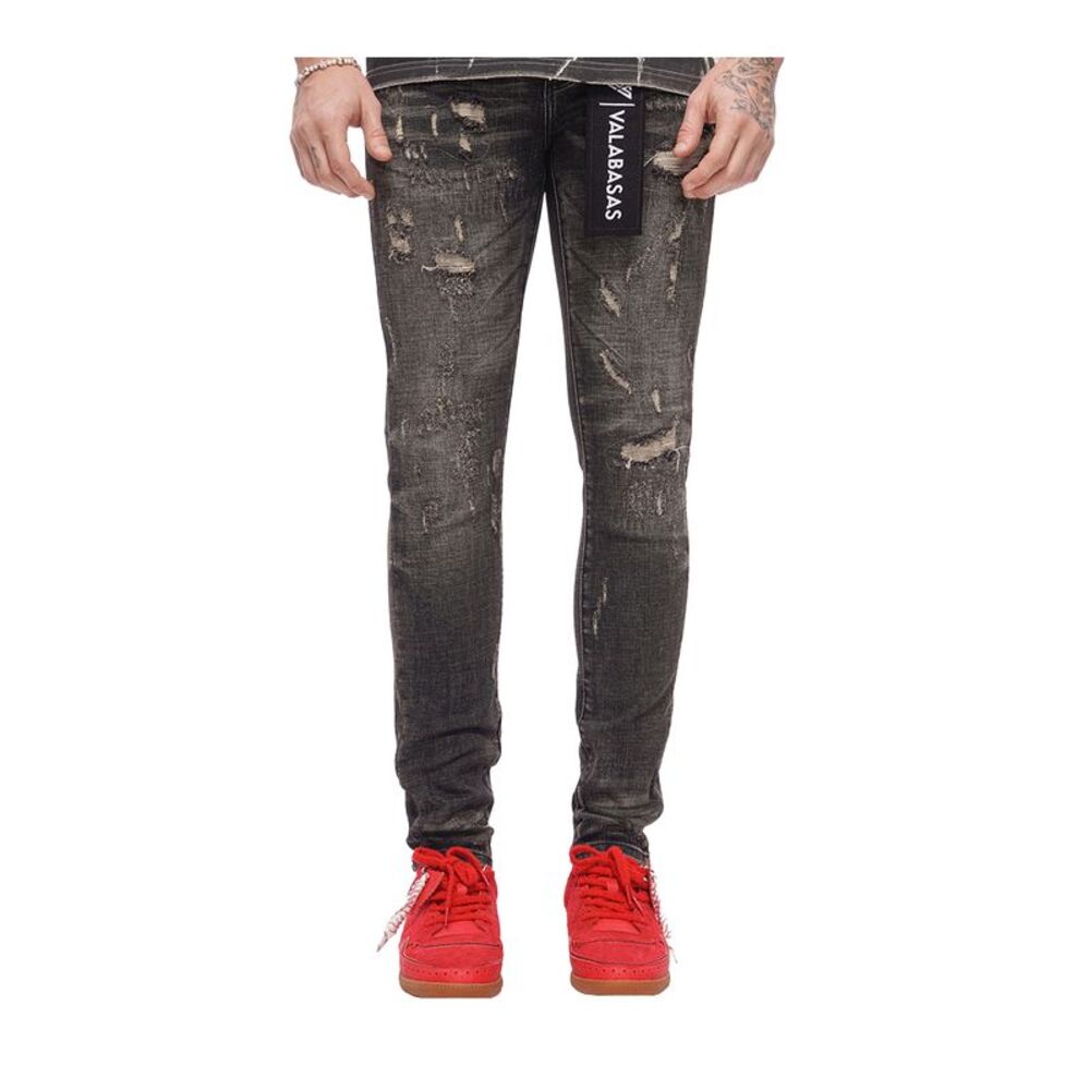 Valabasas Skinny Fit Jeans Collage Mens Black VLBS-VJ1-1011